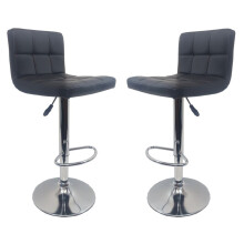 Set of 2 Black "Modena" Faux Leather Bar Stools, swivel , 2 Stools