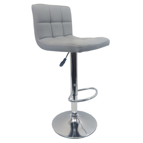 Single Grey "Modena" Faux Leather Bar Stool, swivel, height adjustable