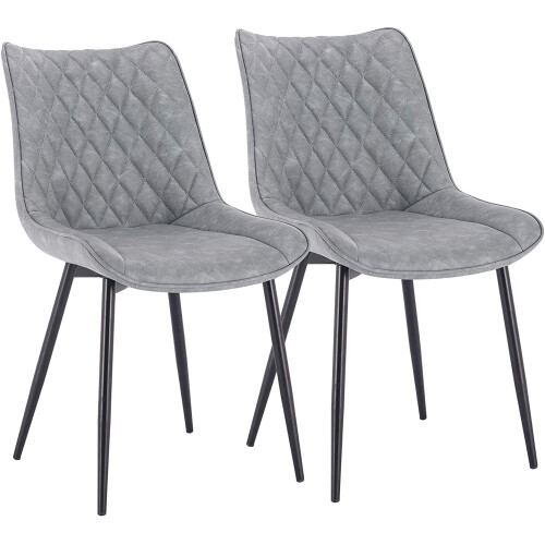 Set of 2 Luxury PU Leather Dining Reception Restaurant Grey Chairs