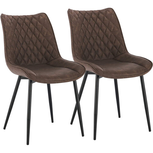 2X Luxury PU Leather Dining Reception Restaurant Dark Brown Chairs
