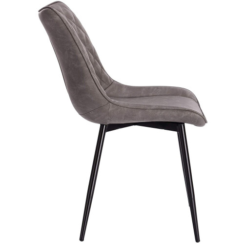 2X Luxury PU Leather Dining Reception Restaurant Dark Grey Chairs 2
