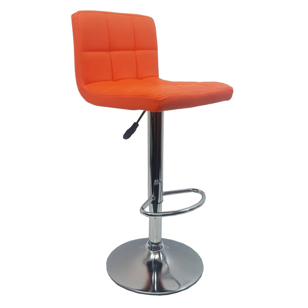 Single Orange "Modena" Faux Leather Bar Stool, swivel, height adjustable