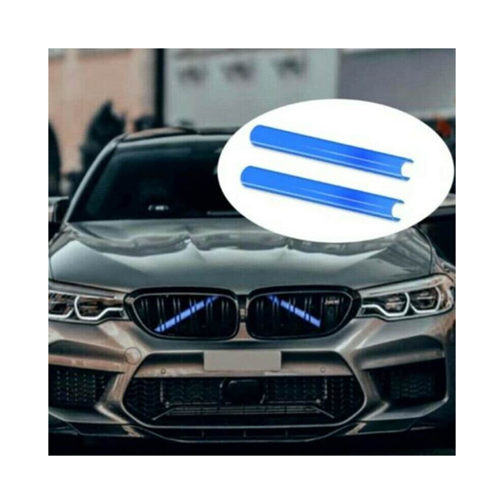 BMW F30 F32 F34 F35 F36 Blue 2 Grill Bar V Brace 3 4 Series Front Grille Trim Strip Cover