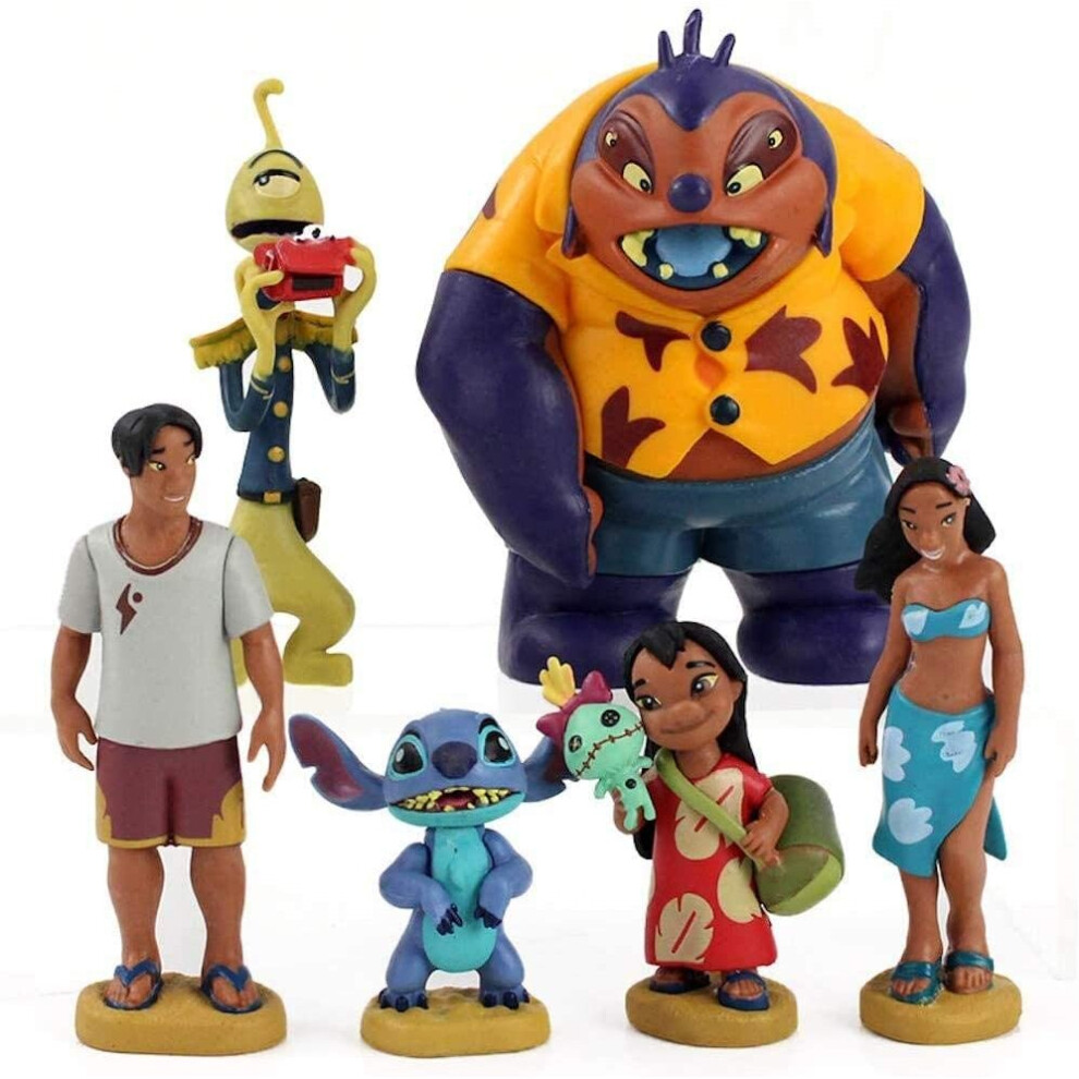 YQYW 6 Pcs/Lot Lilo Stitch Figure Toy Model Cake Decoration