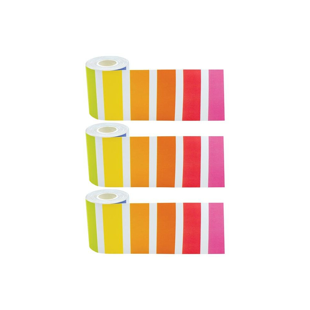 Photos - Garden & Outdoor Decoration Teacher Created Resources TCR8916-3 3 in. x 50 ft. Colorful Stripes Straight Rolled Border Trim, Multi Color - Pack of 3