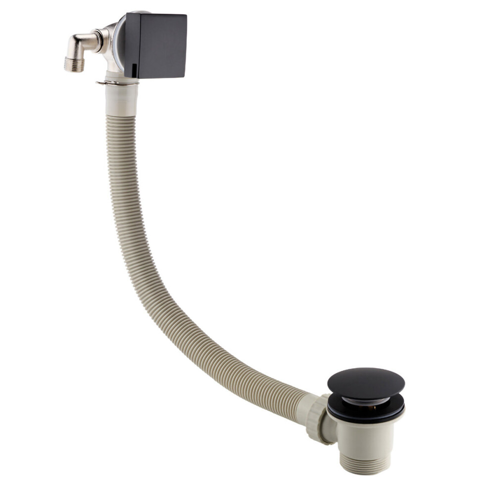 Black Bath Filler with Sprung Waste & Overflow - Square