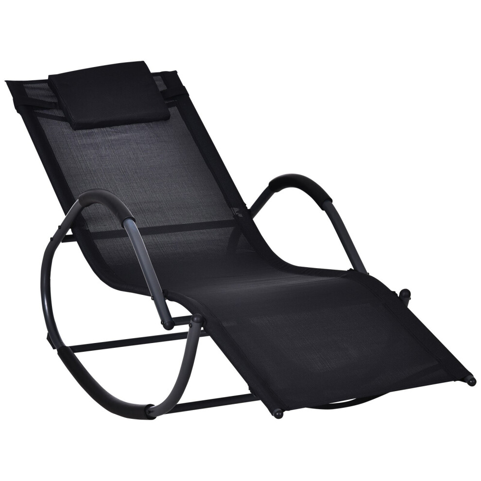 Outsunny Patio Rocking Lounge Chair Zero Gravity Chaise W/ Pillow