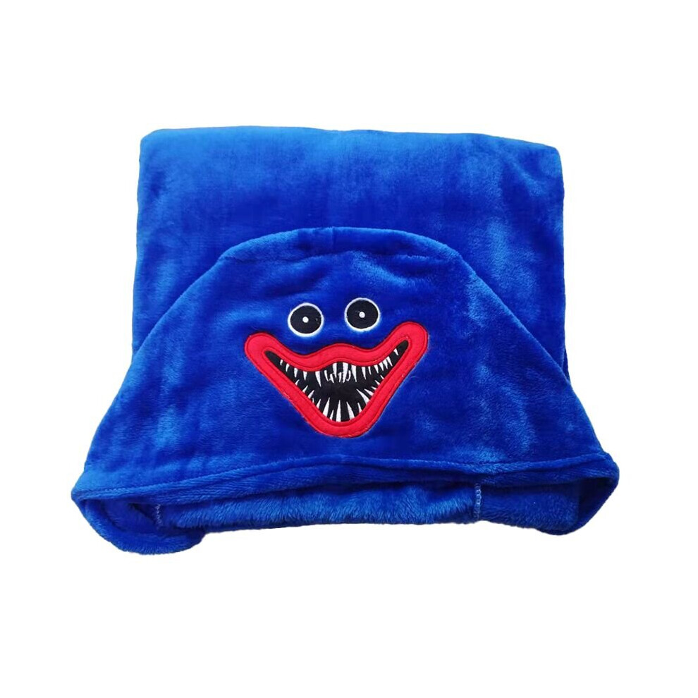 (Blue, 150X80cm) Poppy Playtime Oversized Plush Hooded Blanket Huggy Wuggy Cape Shawl Cloak Blue,Multicoloured