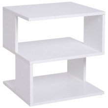HOMCOM White 2-Tier Wood Coffee Side Table with Storage Shelf - Modern Space-Saving 40x40x43 cm (833-619WT)