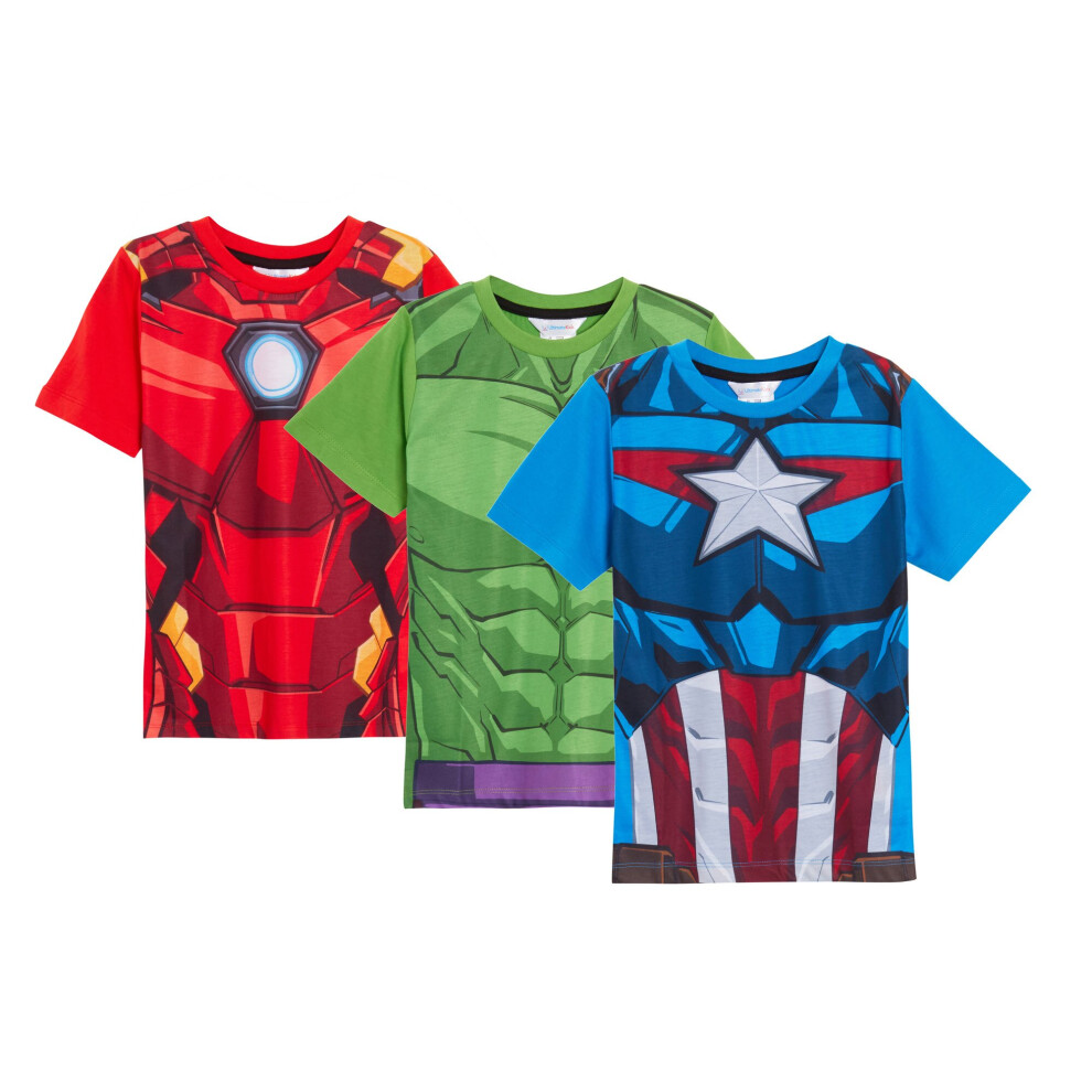 (3-4 Years) Boys 3 Pack Avengers T-Shirts Kids Captain America Hulk Iron man Dress Up Tops