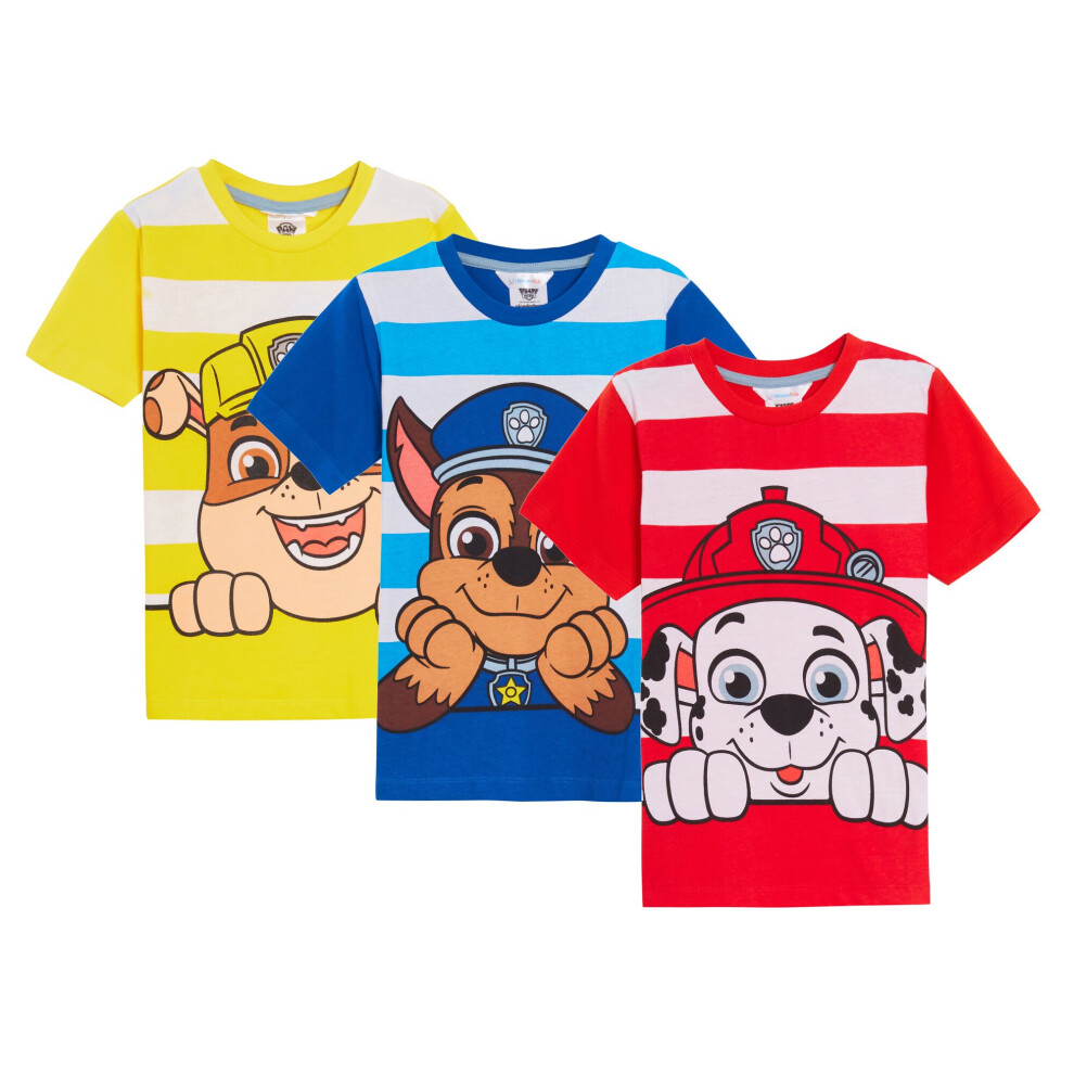 (3-4 Years) Boys 3 Pack Paw Patrol T-Shirts Chase Marshall Rubble Dress Up Top Short Tees