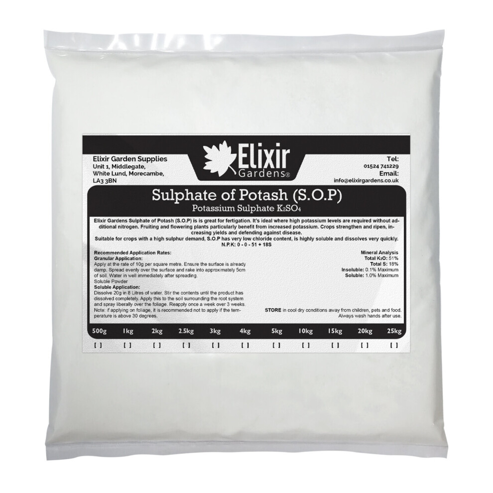 (3kg) Elixir Gardens | Sulphate of Potash/Potassium Sulphate | Soluble Fruit / Berries & Tomato Fertiliser