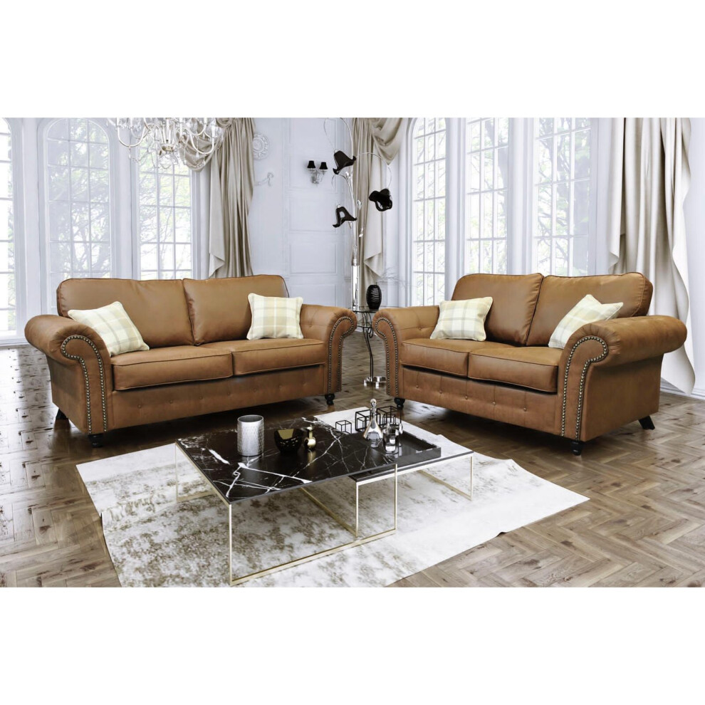 (Tan Brown, 3 & 2 Seater Set) Oakland 3 & 2 Seater Sofa Set