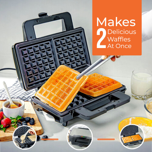 GEEPAS Geepas 1000W Deep Fill Waffle Maker 2 Slice Non-Stick Electric Belgian Waffle iron 2
