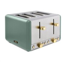 Tower Cavaletto JADE Green & Champagne 4 Slice Toaster, Stainless Steel, 1800W,