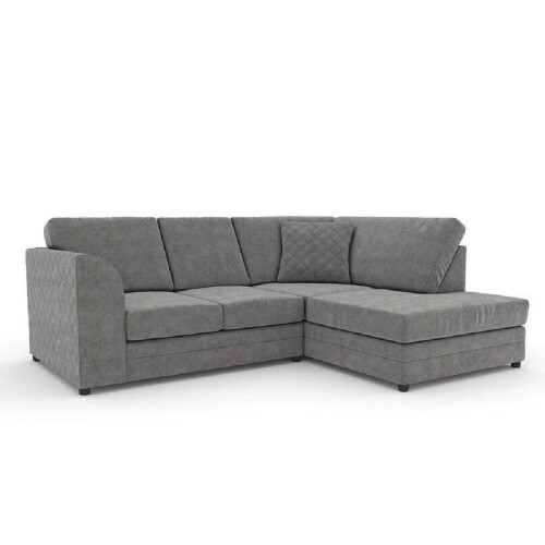 (Right Hand Facing) Quilted Grey Fullback Corner Sofa