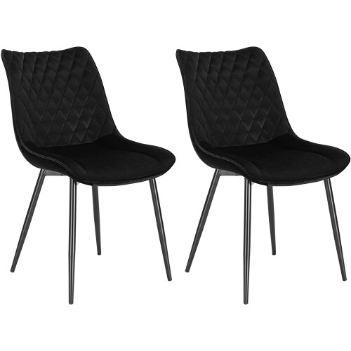 2X Luxury Velvet Dining Reception Restaurant Black Chairs Best 1