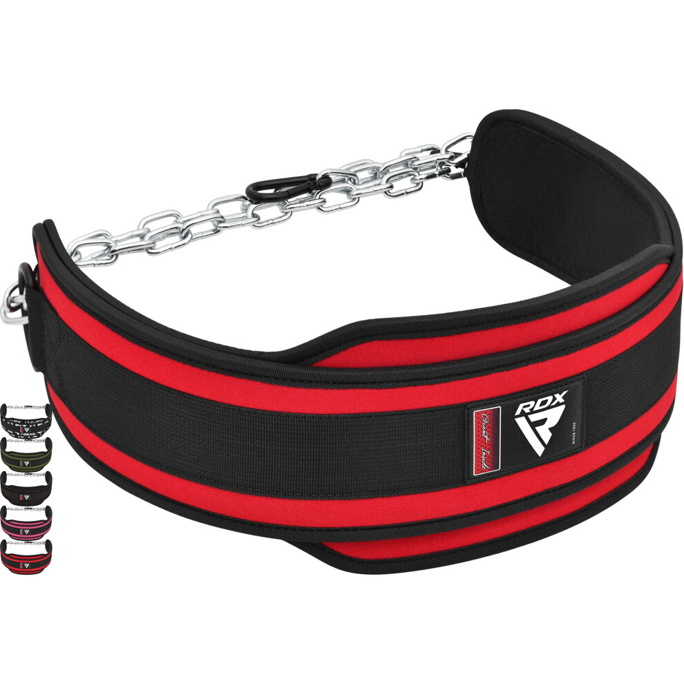 (Red) RDX Dip Belt with Heavy Duty 40 Adjustable Steel Chain