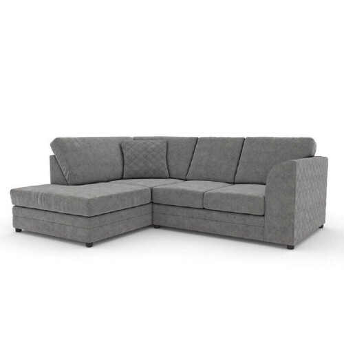 (Left Hand Facing) Quilted Grey Fullback Corner Sofa