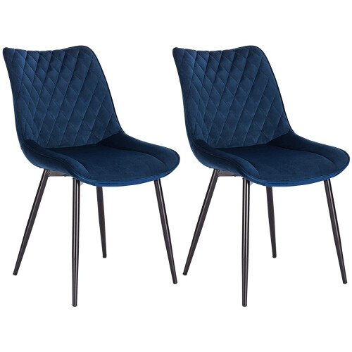 2X Luxury Velvet Blue Dining Reception Restaurant Chairs Best