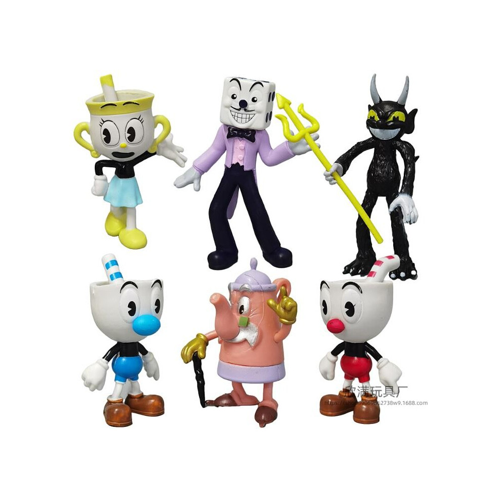 Cuphead Figure Set, 6 Pcs Anime Game Figure Toys Set Hot Game Statue Model PVC Doll Ornament for Bedroom Bedside Living Room