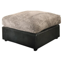 (Black & Grey, Footstool) Portland 4 Seater Large Corner Sofa