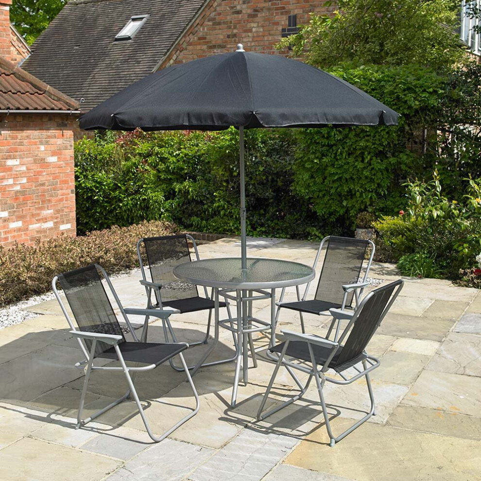 4 Person Textoline Garden Furniture Patio Set with Parasol