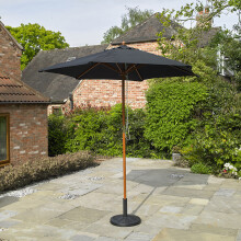 2.4M Garden Patio Parasol Umbrella Large Wooden Garden Furniture Black