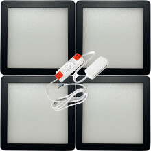 (4 Lights & Driver) MATT BLACK Slim Square Under Cabinet Down Light & Driver Kit - Warm White LED