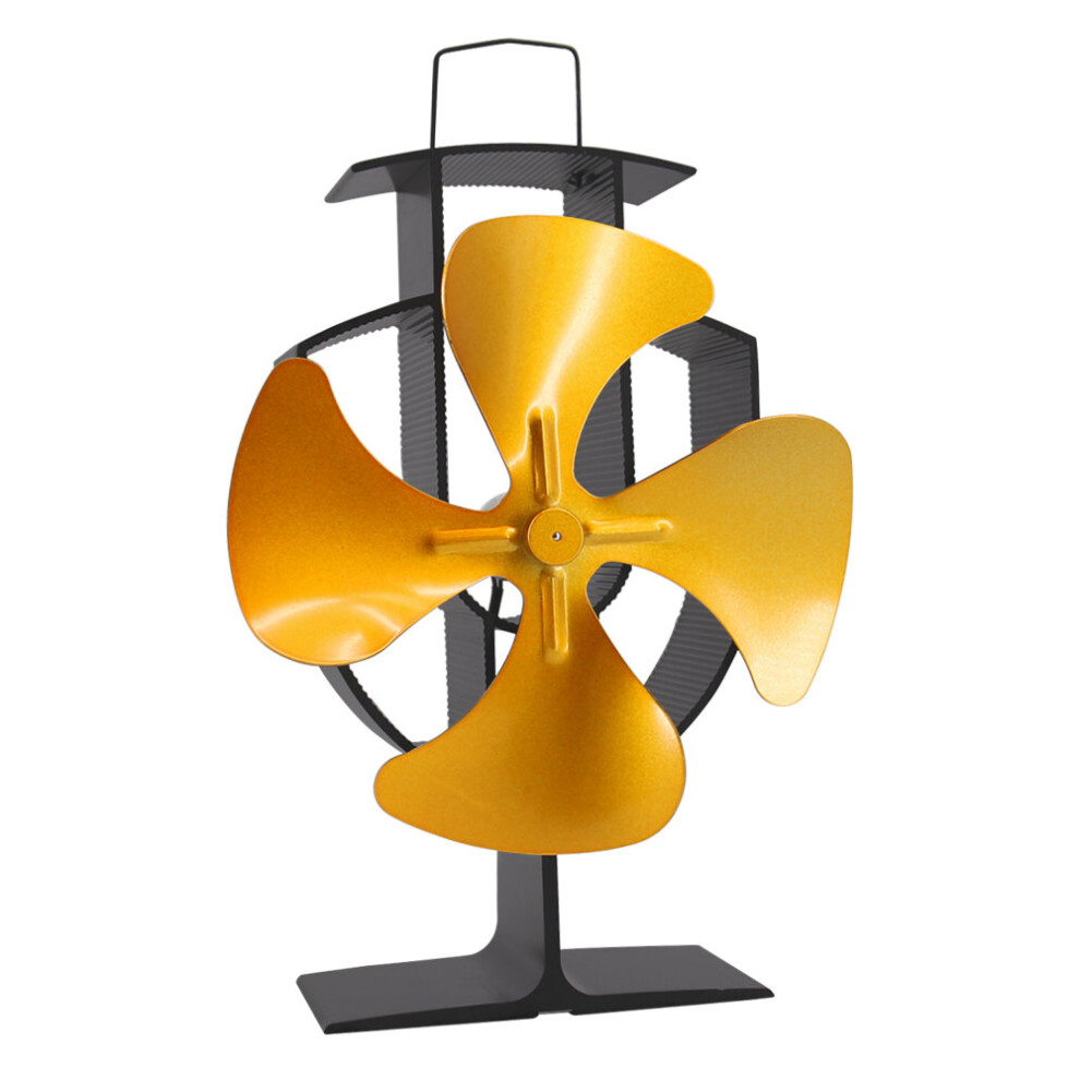 Lincsfire Upgrade 4 Blade Heat Powered Stove Fan for Wood/Log Burner Fireplace - Eco Friendly and Efficient Fan (Gold)
