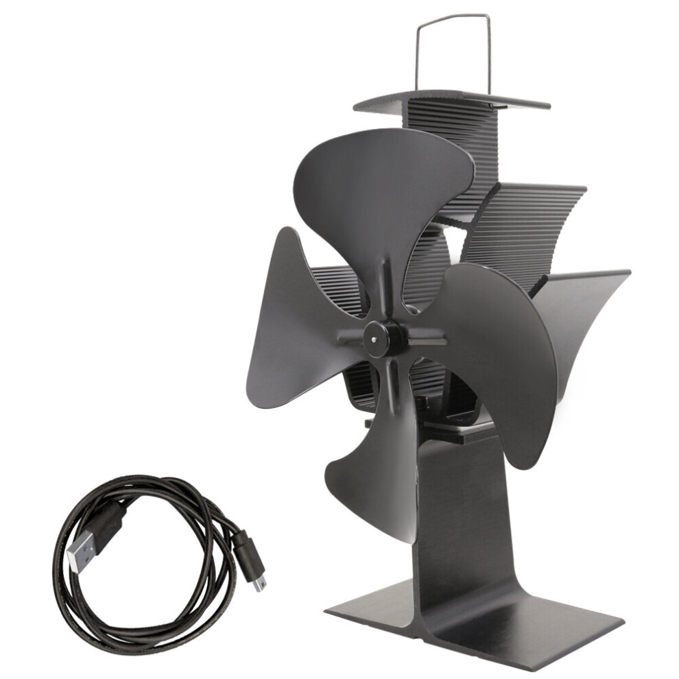 Photos - Fireplace Accessory NRG Lincsfire Heat Powered 4 Blade Stove Fan for Fireplace Eco Friendly and Efficient Heat Circulation SFAN-4USB 