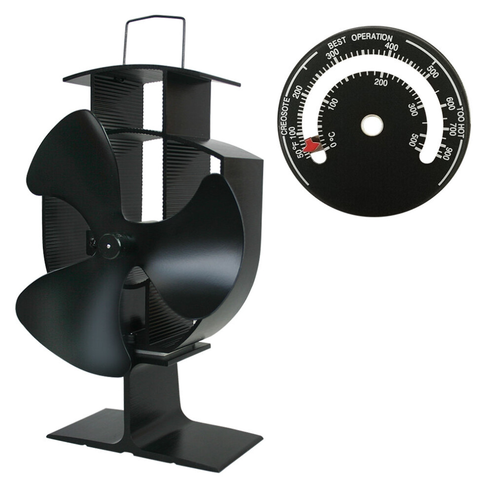 Lincsfire 3 Blades Eco Friendly Silent Heat Powered Stove Fan for Wood/Log Burner/Fireplace + Free Stove Thermometer