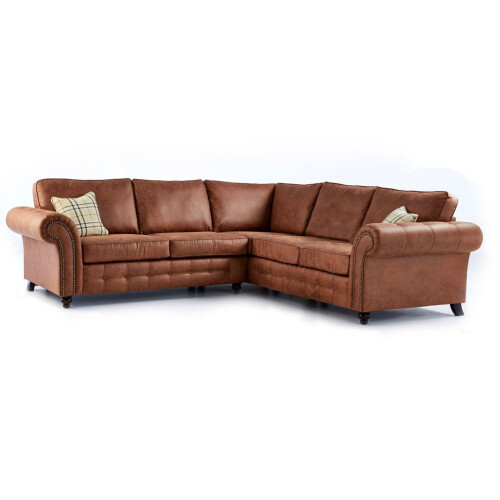 (Tan Brown) Oakland Large Leather Corner Sofa - 2 Colours