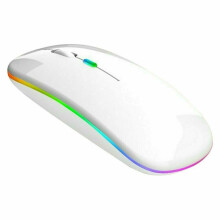(White) 2.4GHz Wireless Optical Mouse USB Rechargeable RGB Cordless Mice For PC Laptop