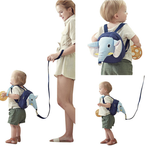 (pink) Cute Elephant Backpack With Anti-Lost Rope 2