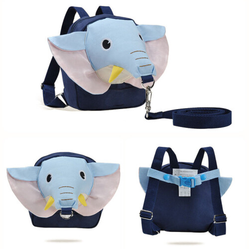 (purple) Cute Elephant Backpack With Anti-Lost Rope 1