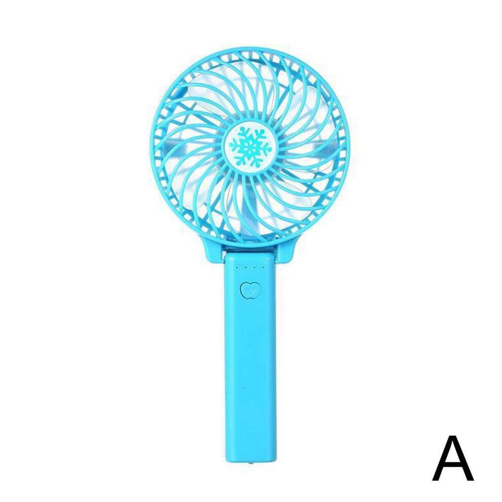 (Blue) 3 Modes Portable Folding Desk Fan Mini Hand-held Cooler Cooling USB Rechargeable