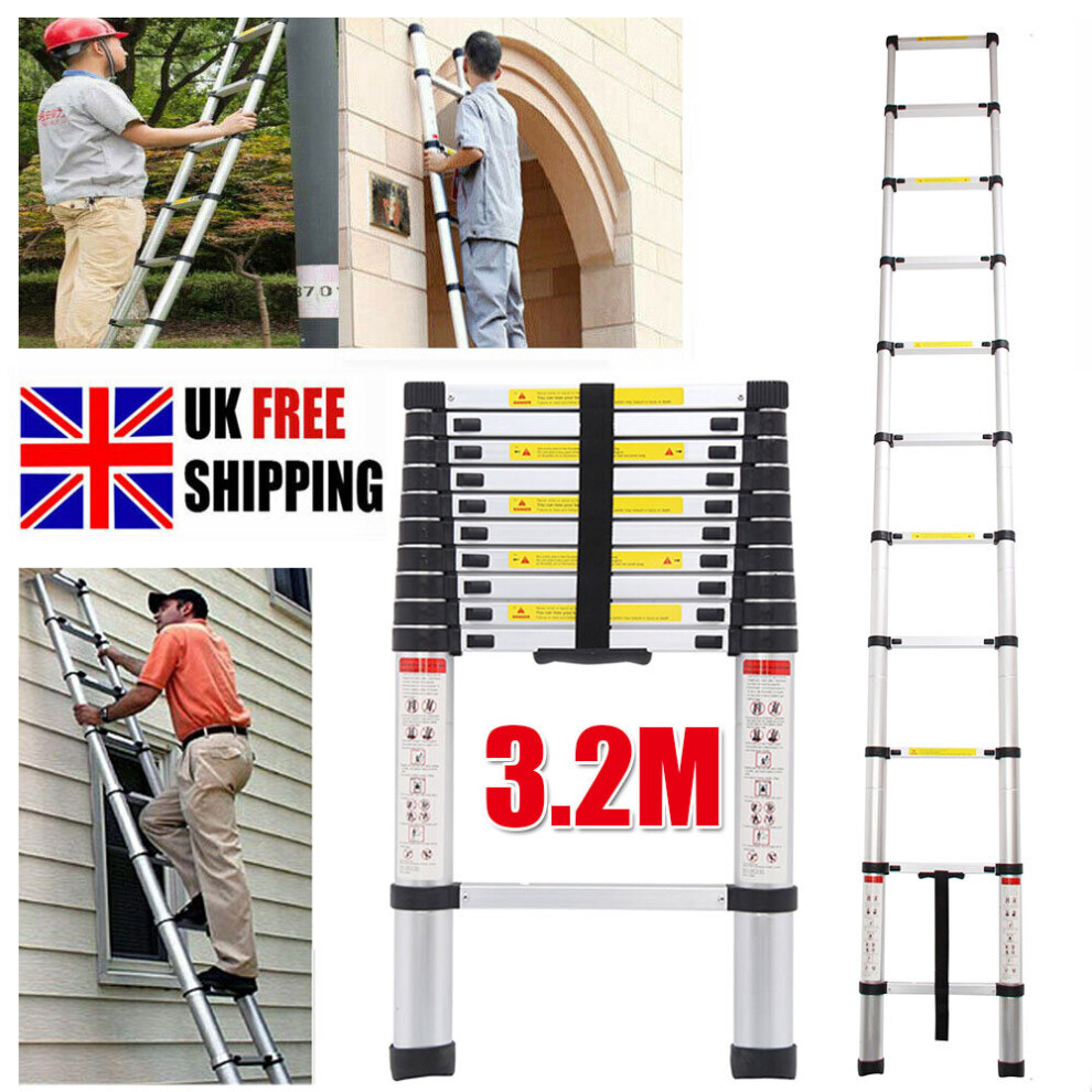 3.2M Multi-Purpose Aluminium Straight Telescopic Ladder Extendable CE