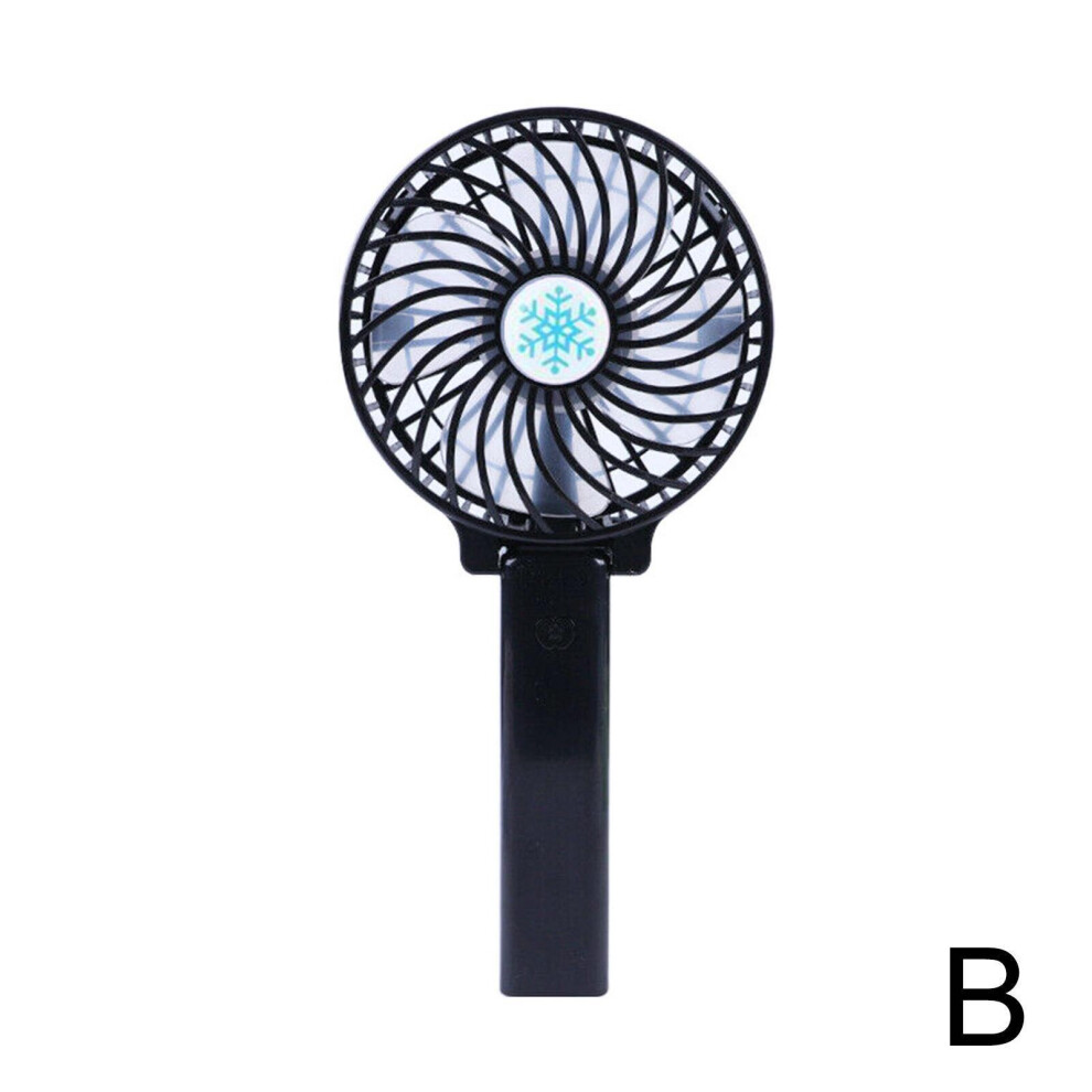 (Black) 3 Modes Portable Folding Desk Fan Mini Hand-held Cooler Cooling USB Rechargeable