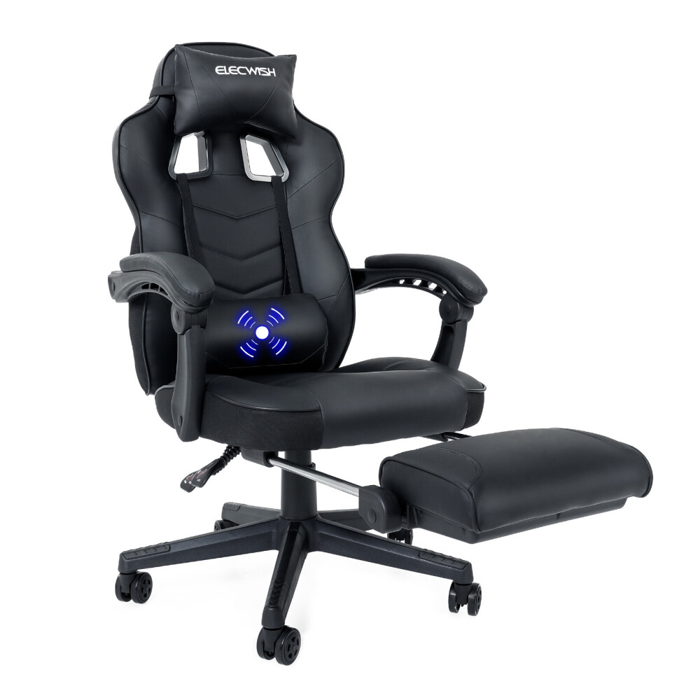 Elecwish Office Gaming Chair Racing Recliner Swivel Executive Seat Footrest Black