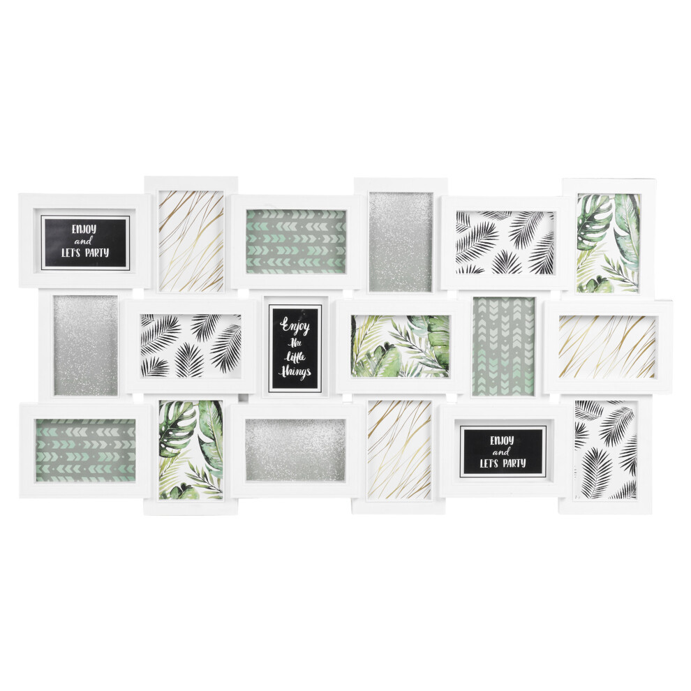 Urbn Living ( 18 Piece Photo Frame ) Large Multi Aperture Collage Picture Frame Holds 9/11/18 Photos 6X4 Wood Look White