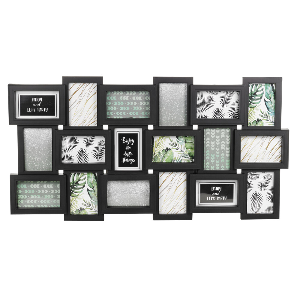 (Black , 18 Piece Photo Frame ) Large Multi Aperture Collage Picture Frame Holds 9/11/18 Photos 6x4 Wood Look