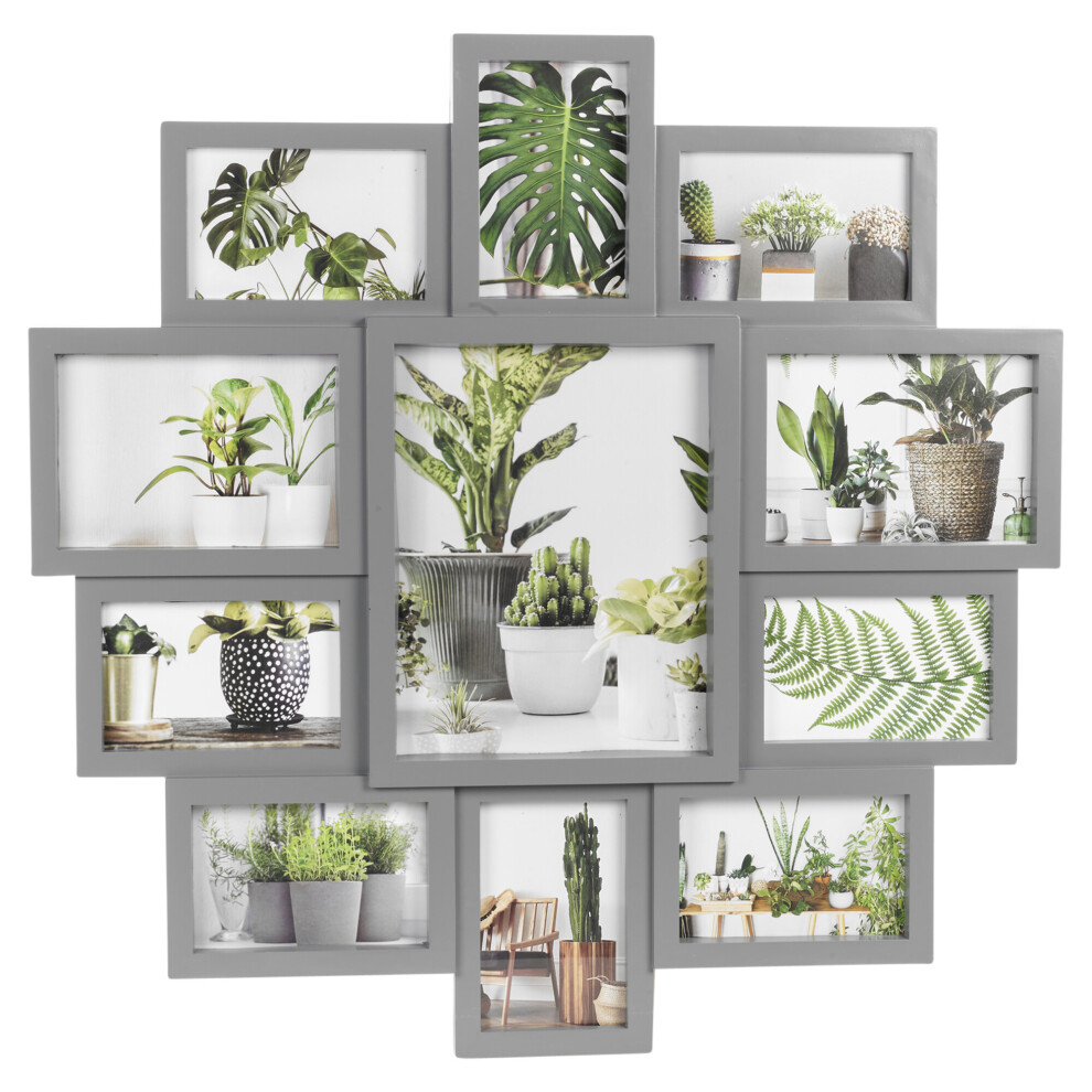 (Grey , 11 Piece Photo Frame ) Large Multi Aperture Collage Picture Frame Holds 9/11/18 Photos 6x4 Wood Look