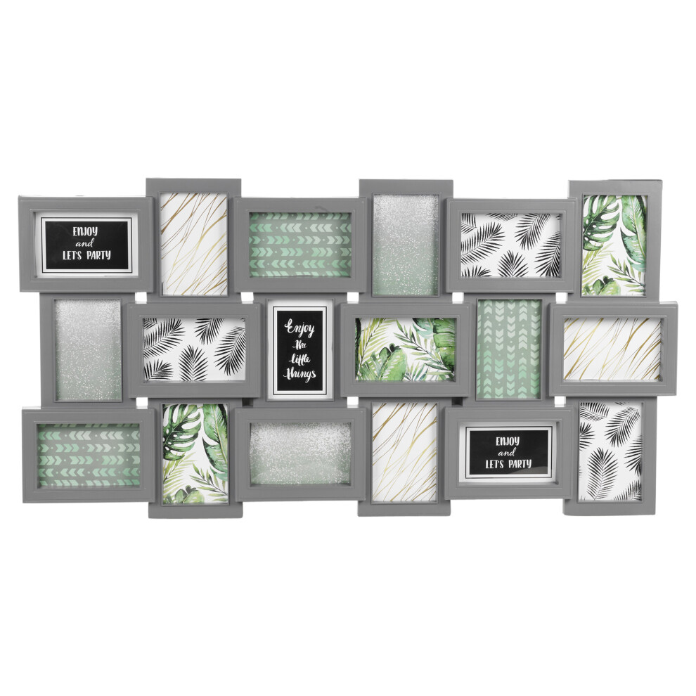 (Grey , 18 Piece Photo Frame ) Large Multi Aperture Collage Picture Frame Holds 9/11/18 Photos 6x4 Wood Look