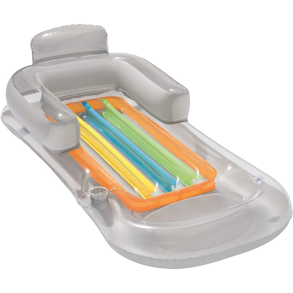 Bestway (Grey) Inflatable Luxury Fashion Pool Lounger Swimming Lilo With Drinks Holder Grey