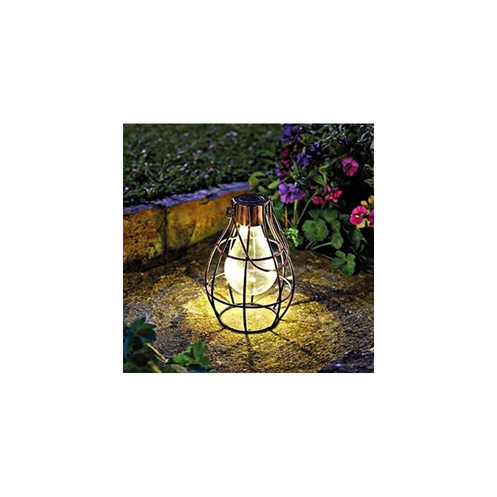 2x Solar Copper Hanging LED Lanterns Lights Patio Table Indoor Outdoor