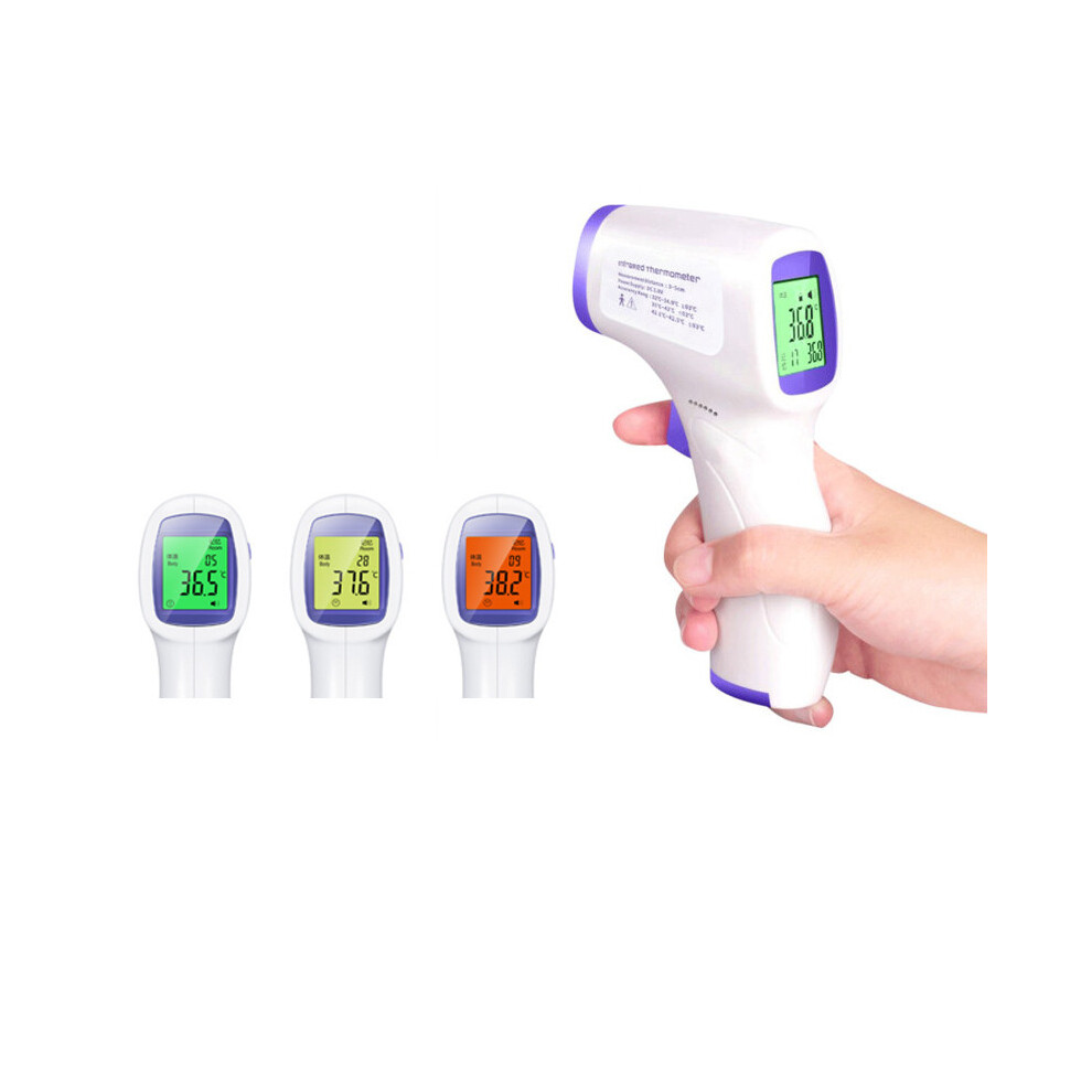 Three Color Display Non-Contact Forehead Infrared Thermometer - Handheld, LED Backlit LCD, 1-5 cm Range, Celsius/Fahrenheit