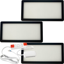 (3 Lights & Driver) MATT BLACK Low Profile Under Cabinet Light & Driver - Natural White Diffused