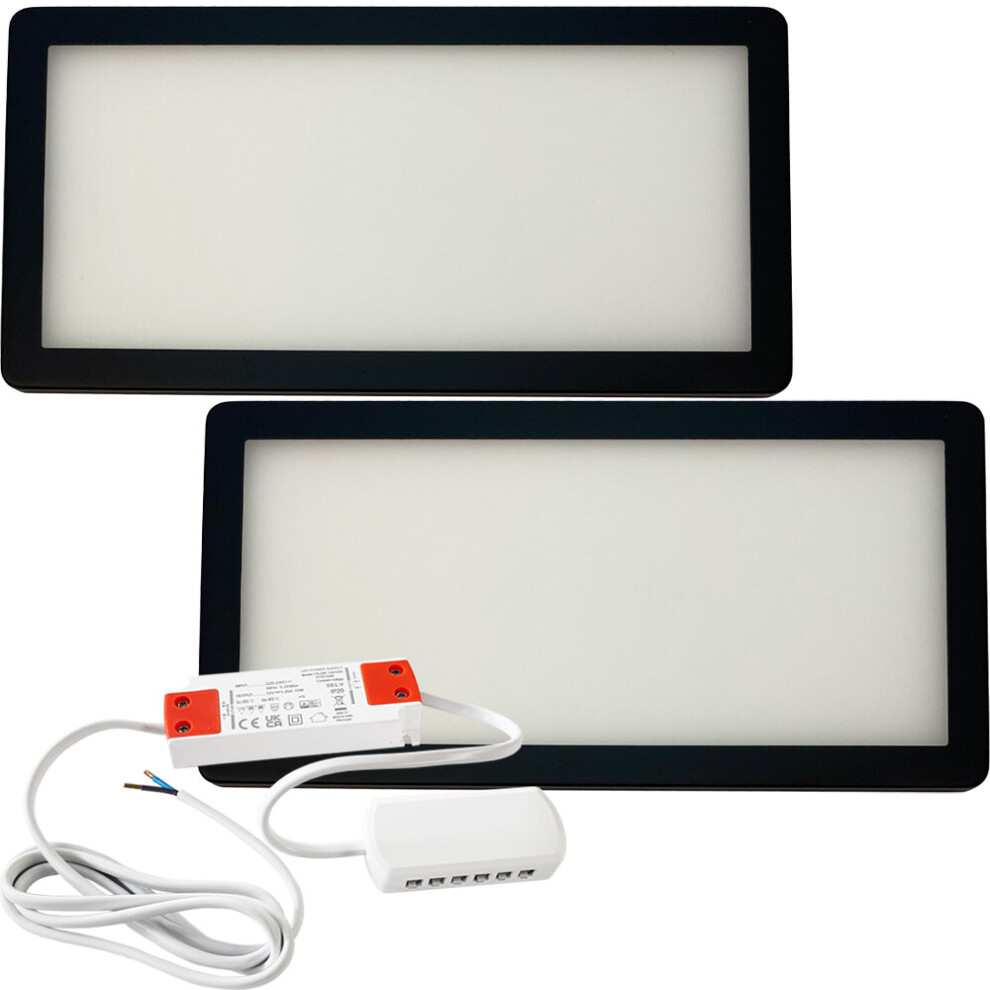 Loops (2 Lights & Driver) Matt Black Low Profile Under Cabinet Light & Driver - Natural White Diffused