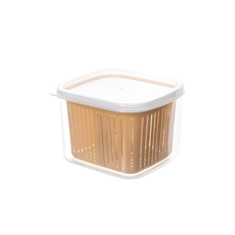 (Yellow) Fresh-keeping Box Draining Square Ginger Garlic Storage Preservation Spice